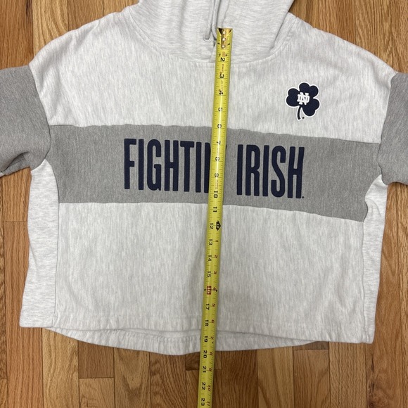 Champion Reverse Weave Notre Dame Cropped Hoodie Women's‎ Large Gray Sweatshirt - Picture 8 of 9